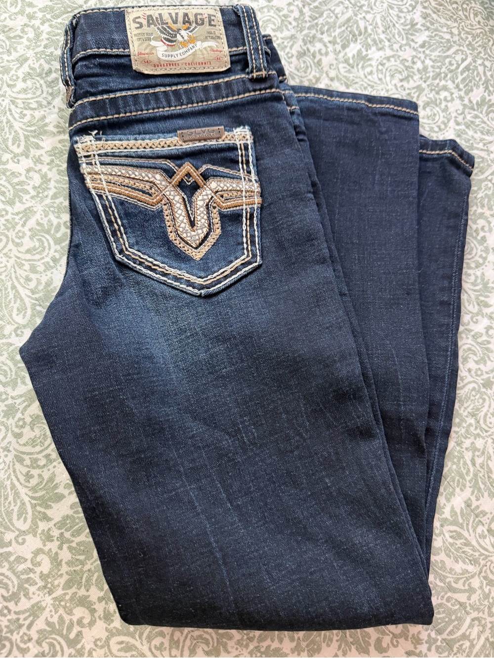 Salvage Dark Blue Kids Jeans with Contrast Stitching